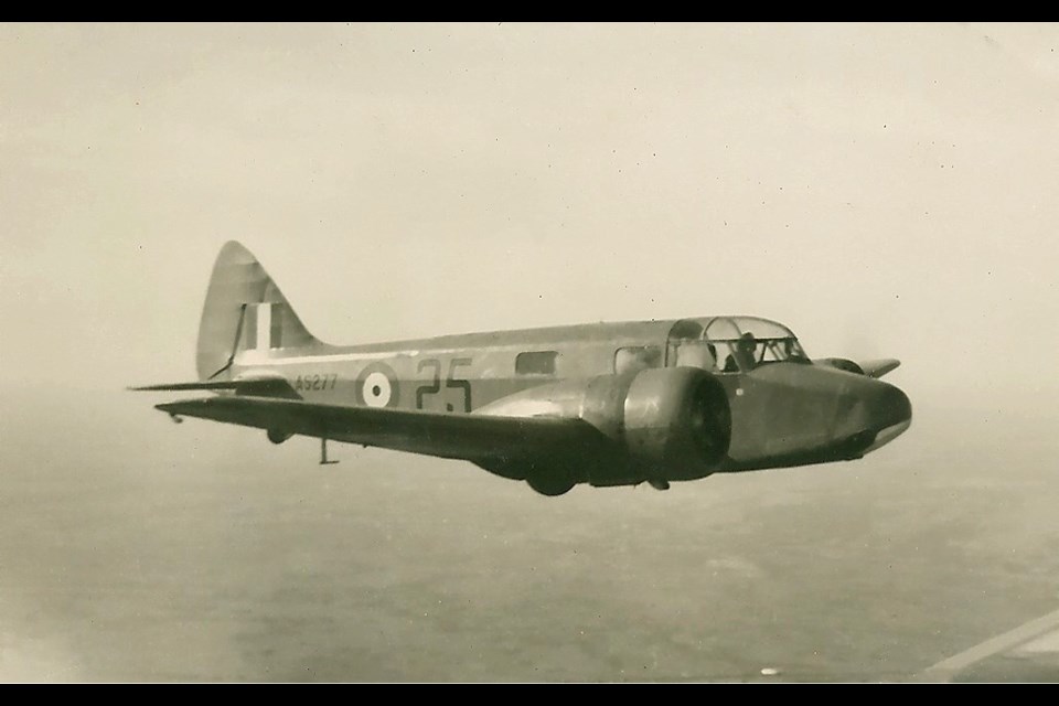 Oxford II in flight over Saskatchewan, Canada in 1942