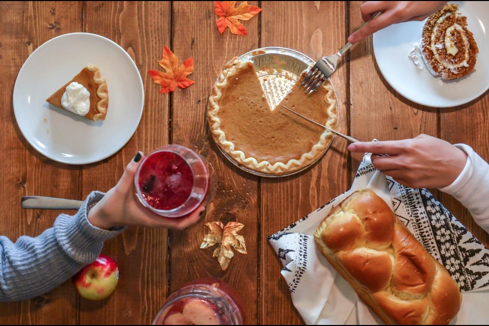 A Thanksgiving table. 