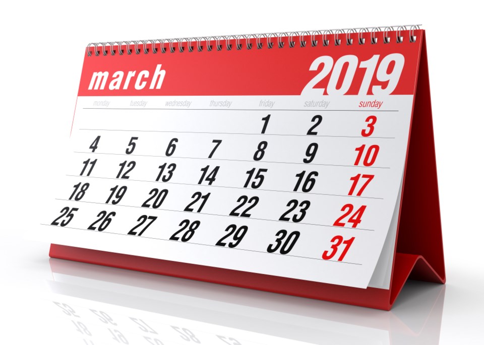 march 2019 calendar illustration