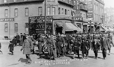 210 battalion leaving Moose Jaw spring 1916