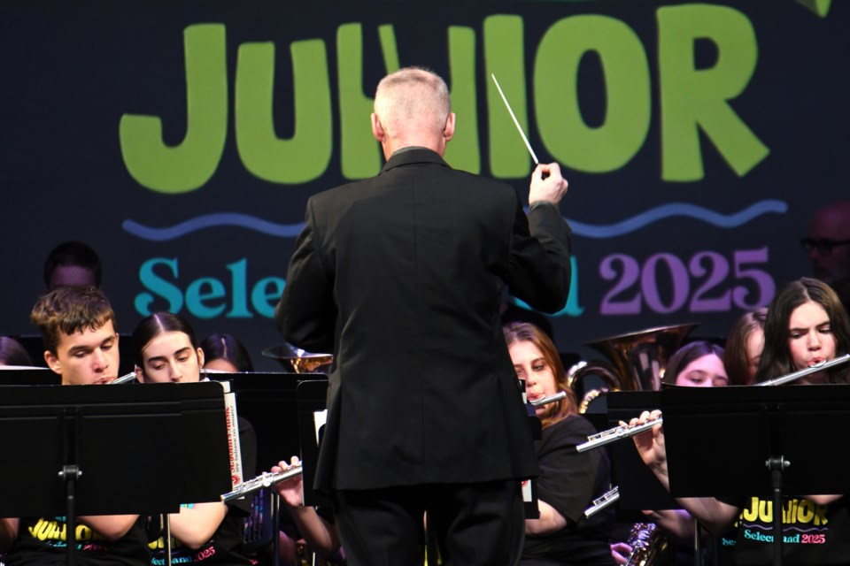 Tom Hearn conducts the Junior Select Band at A.E. Peacock Collegiate recently.