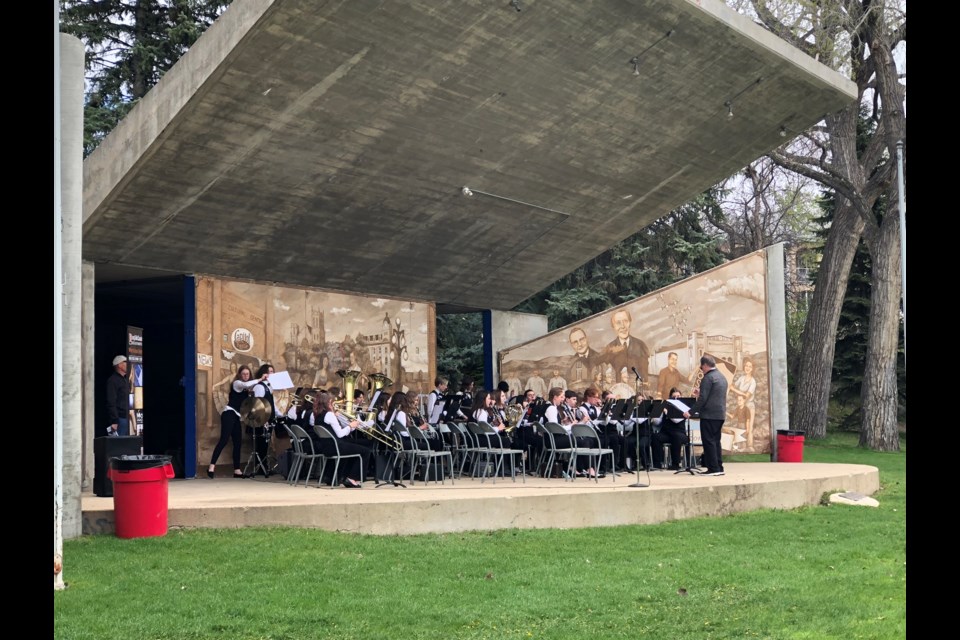 The first band of the day, the Kate Andrew HS Concert Band with director Scott Godin