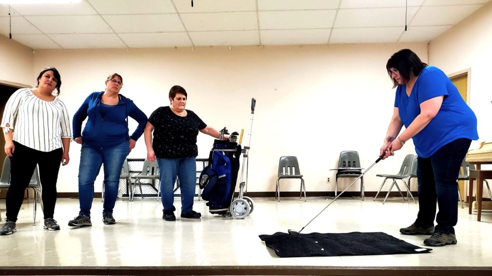 MJ Community Players rehearsing for 'The Ladies Foursome' (l-r) Karma Klassen, Crystal Milburn, Fiorina Hauck, Nadia Frost