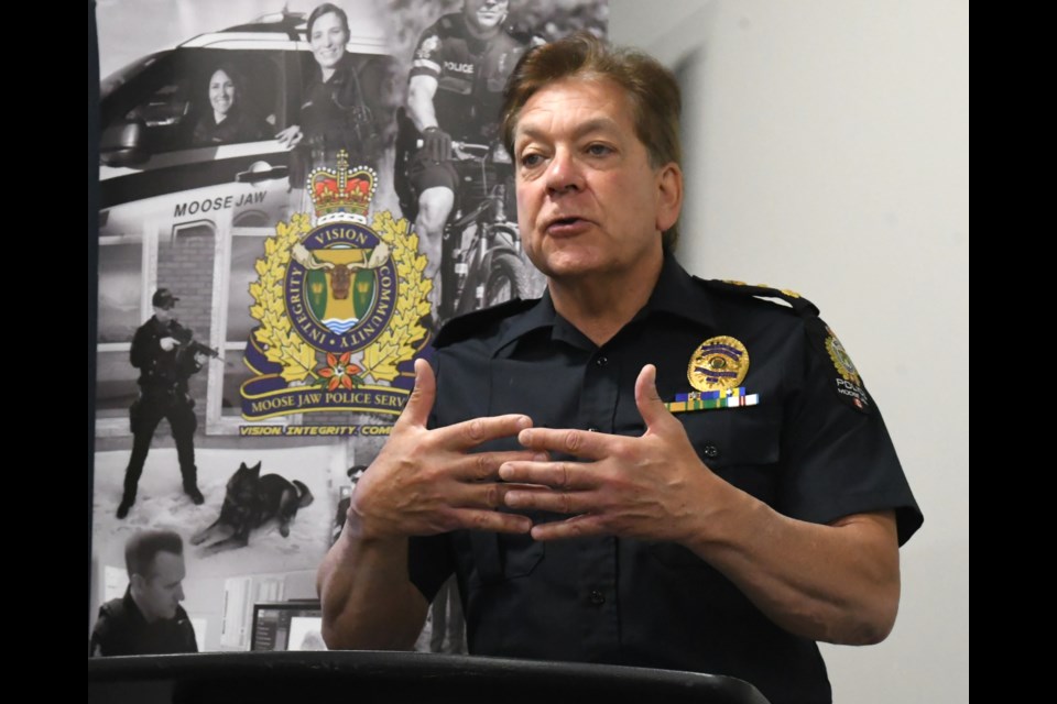 Police Chief Rick Bourassa speaks about the data from the 2023 crime severity index report. Photo by Jason G. Antonio