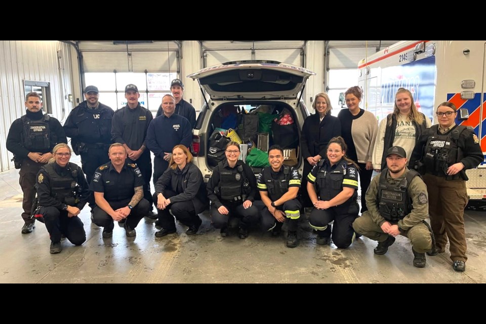 Members of various first responder services in Moose Jaw contributed to the hygiene drive this winter.