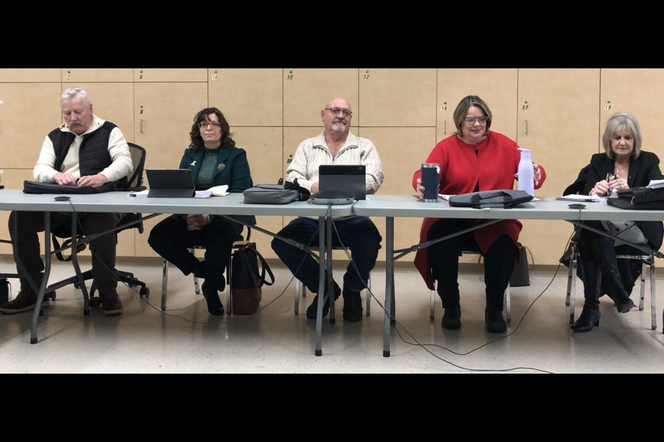 The 2024 Board of Police Commissioners. From left are Clive Tolley, Crystal Froese, Doug Blanc, Nicole Swanson and Patricia (Trish) Martynook. Photo by jason G. Antonio