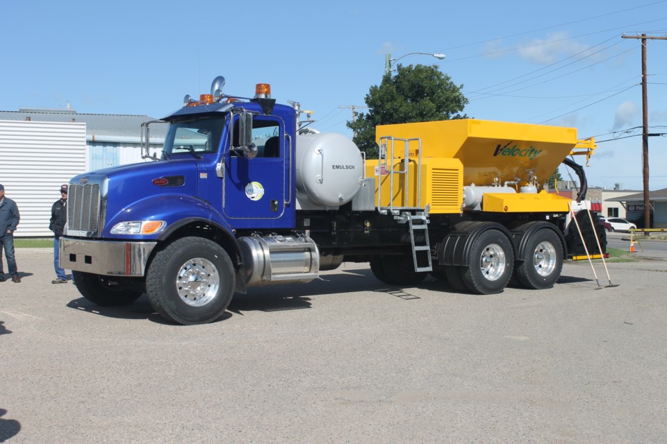 This spray-injection pothole patching truck is the newest addition to the crew at Prestige Patching Inc.