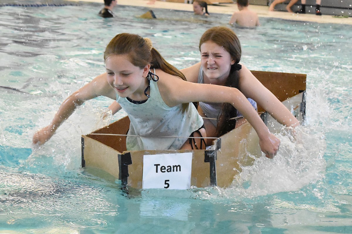 Cardboard boat races offer fun in an educational setting