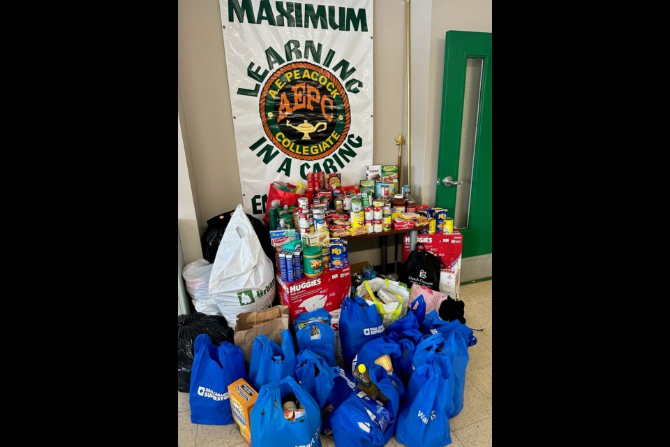 After being sorted and bagged by the Student Leadership Council, Peacock's donation is ready for the Moose Jaw & District Food Bank. 