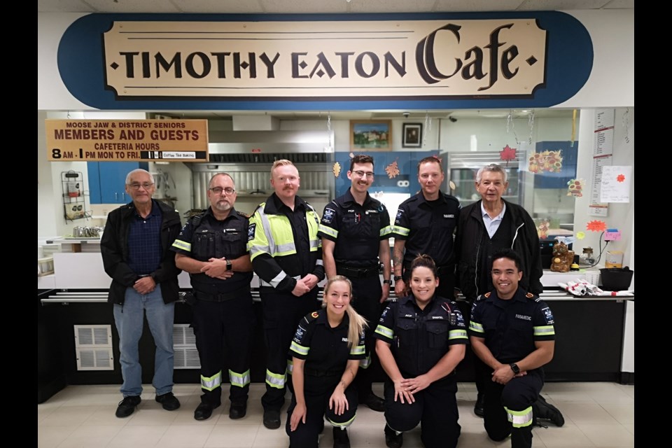 Paramedics with Medavie Health Services West in Moose Jaw volunteered to serve the pancake breakfast to help celebrate Senior's Week on Oct. 2, 2023. 