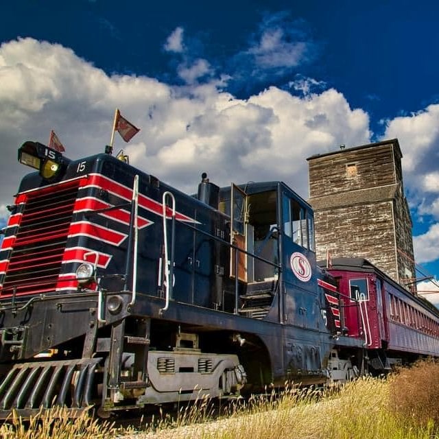 A General Electric 44-ton switcher locomotive slowly moves down the track. Photo courtesy Facebook