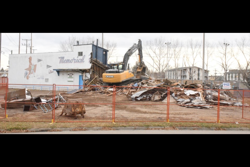 Demolition has begun of the historic Memorial Field grandstand. Photo by Jason G. Antonio