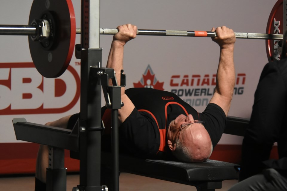 Action from the Masters men and women classic bench press-only competition during the Canadian Powerlifting Union national championships on Sunday afternoon.