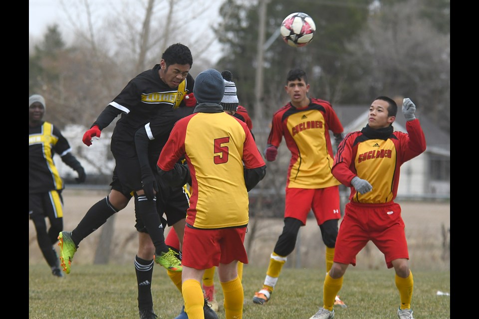 Action from the 4A boys soccer final between Central and Regina Luther.