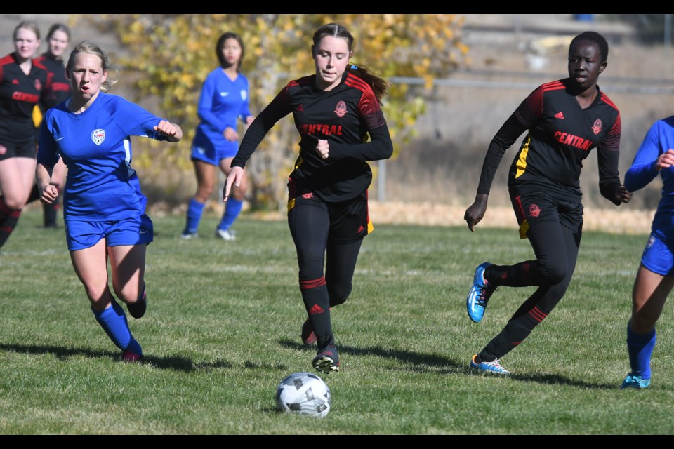 Action from the Moose Jaw School Athletic Association girls soccer league semifinal on Saturday afternoon.