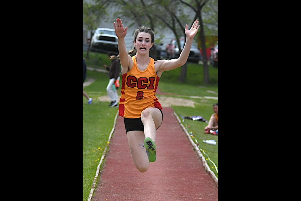 Central’s Blake Maltais completely rewrote the junior girls long jump record book, becoming the first competitor in history to clear five metres in the age category and doing so on all four of her jumps.