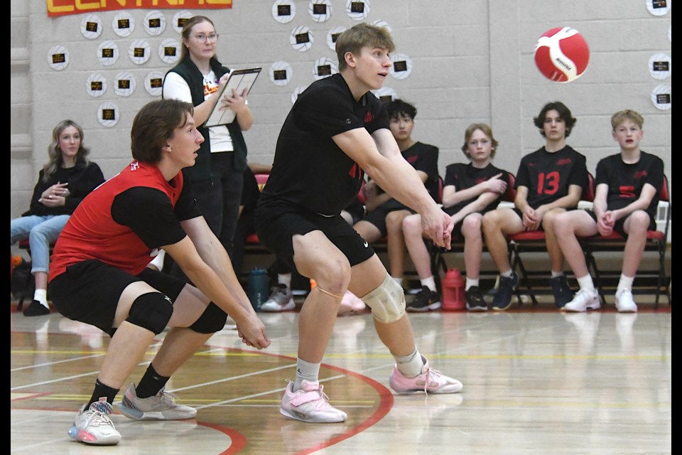 Action from the game between the Moose Jaw Central Cyclones and Yorkton Sacred Heart on Friday afternoon.