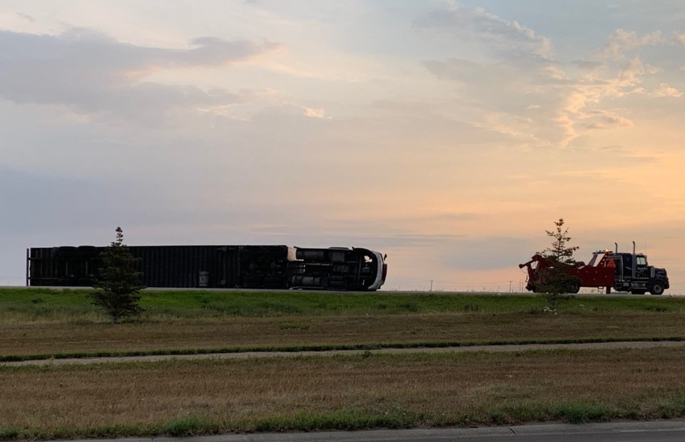 semi rollover highland road and highway 1 aug 2020