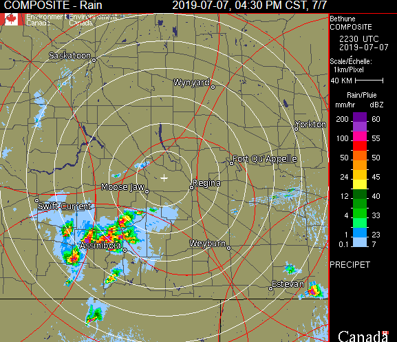 Weather radar as of 4:30 p.m.