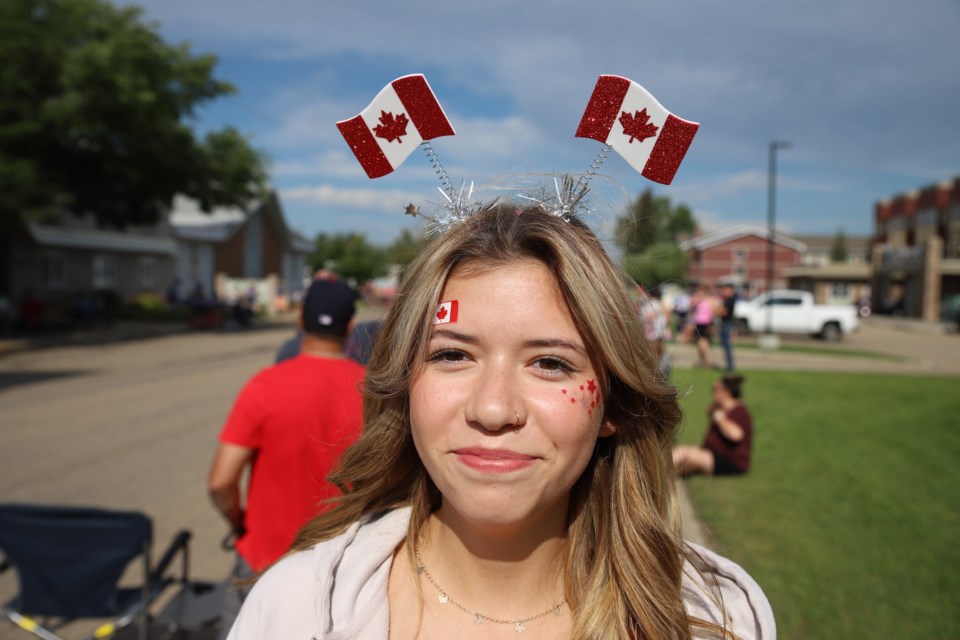 Tegan Smith, 15, got into the Canada Day spirit. She came from Spruce Grove for a ball tournament in town.