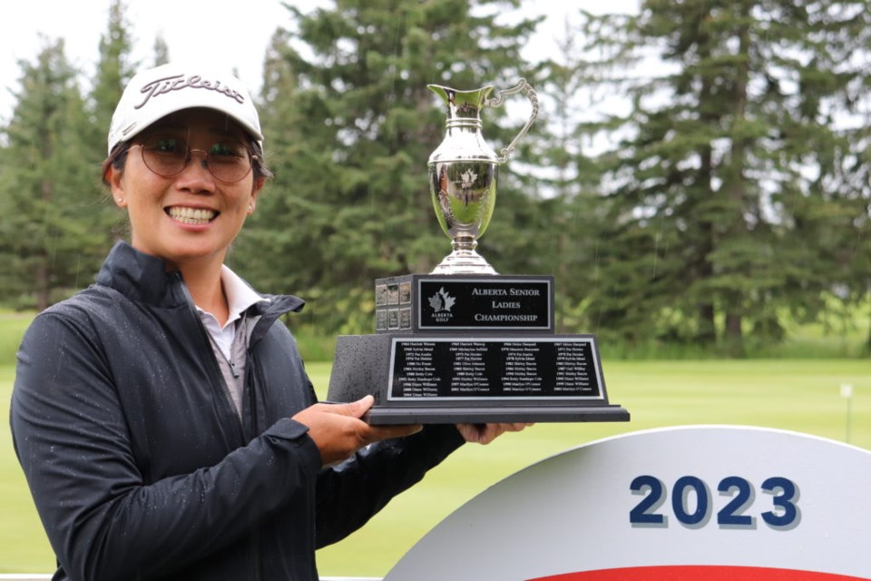 Celina Lam edged out ahead of two contenders to claim the title of the 2023 Alberta Women’s Senior Championship, which was hosted July 25-27 at the Coyote Creek Golf & RV Resort in Sundre.
Submitted photo