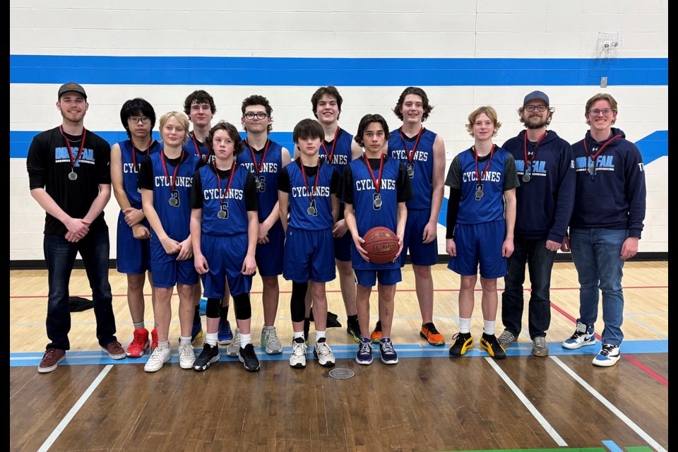 The silver medal-winning Grade 9 boys team from Innisfail High School (IHS) that participated in the 2025 Chinook's Edge North Athletic Association championship tournament held at IHS on Feb. 28 and March 1. Submitted photo