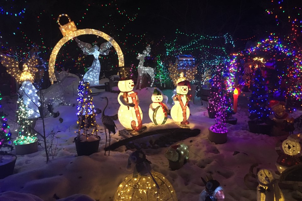 DAZZLING DISPLAY OF LIGHTS – Jackie Forbes has continued her annual labour of love and once again decoratively adorned with a dazzling display of lights the rural property she owns with husband Allan immediately west of Sundre on the south side of Highway 584.  
Simon Ducatel/MVP Staff