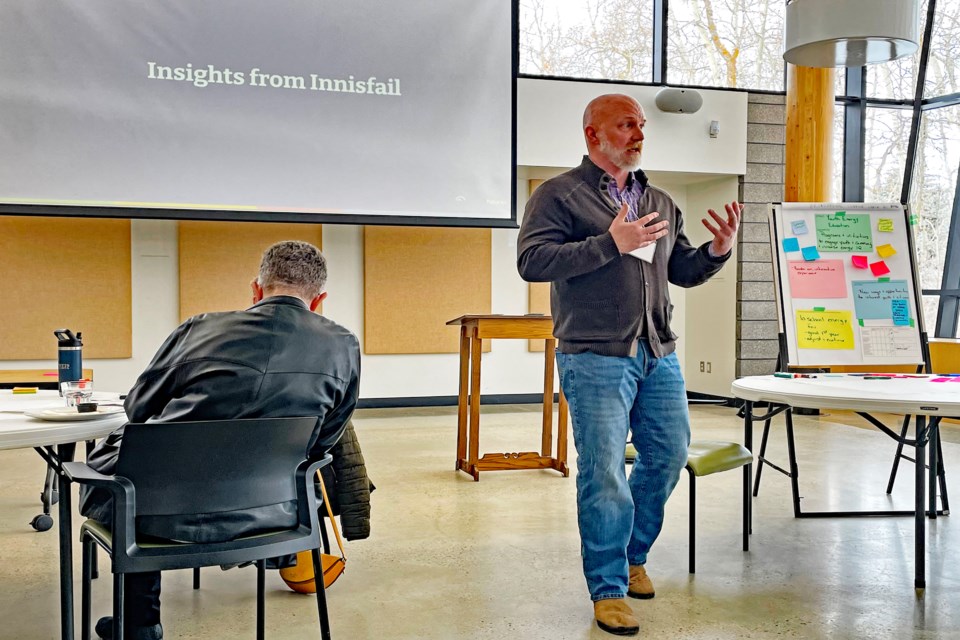 Stefan Labrecque, the principal at Innisfail's St. Marguerite Bourgeoys Catholic School, made a presentation at the Jan. 24 roadshow workshop from an "educational lens" perspective. Johnnie Bachusky/MVP Staff