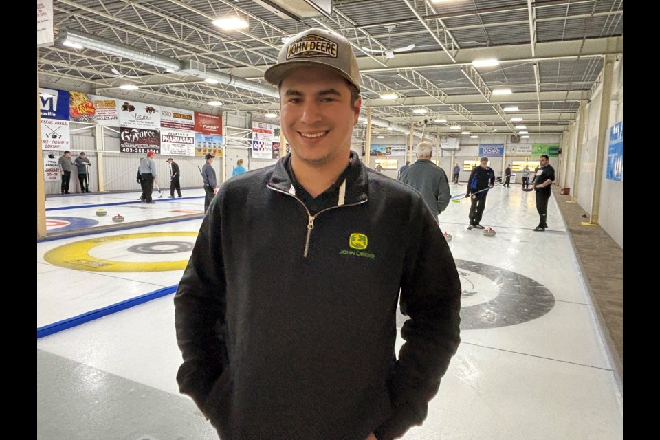 Brody Nestorvich, a member of the organizing committee for the 77th Innisfail Farmers & Farmerettes Bonspiel, said there was a total of 152 curlers this year for 28 farmers teams and eight farmerettes teams, the same as last year. Johnnie Bachusky/MVP Staff