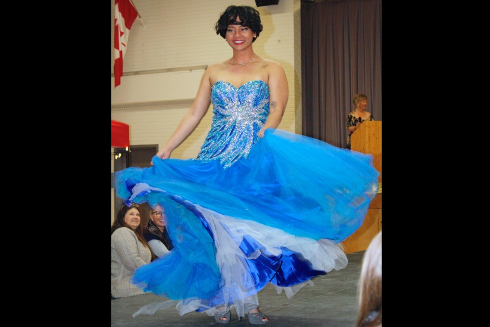 Frenchie Singh, from Calgary, volunteered to come out and model for the inaugural bridal and grad consignment fair’s fashion show that was held on Saturday, Nov. 2 at the Sundre Community Centre. 
Simon Ducatel/MVP Staff