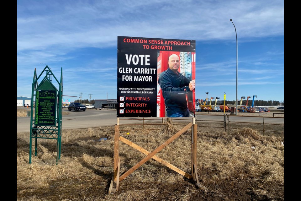 In 2021 the Town of Innisfail created its new Election Sign Bylaw following a controversial early installation of signs in town. Submitted file photo