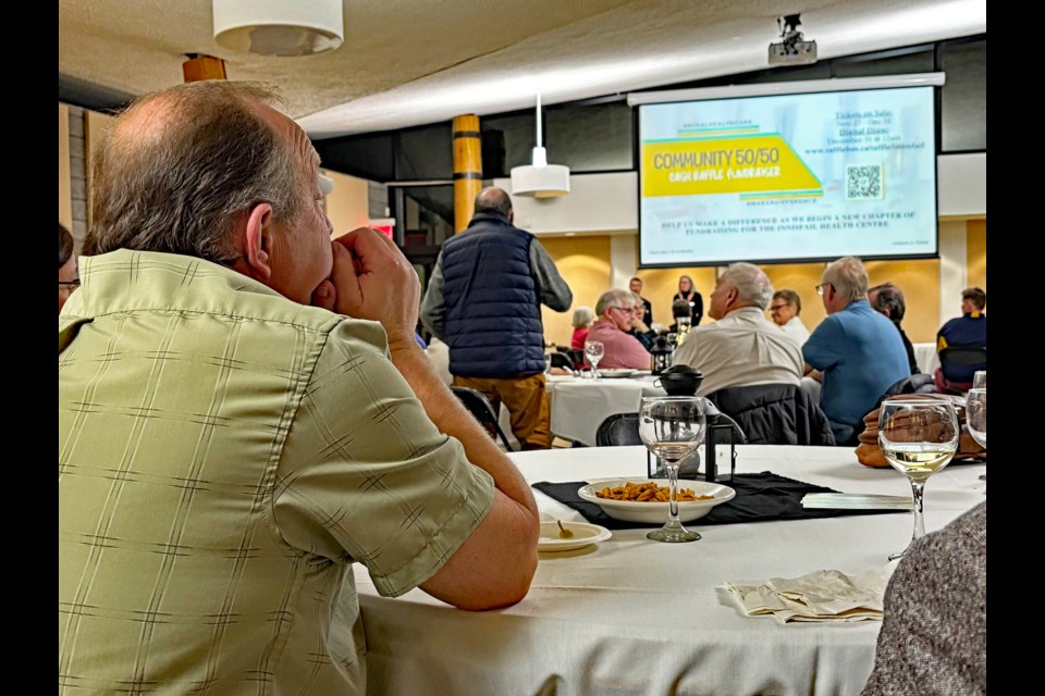 The audience for the launch of the new Innisfail Health Centre Fundraising Committee on Nov. 27 listens to questions from citizens and their answers from committee members. Johnnie Bachusky/MVP Staff