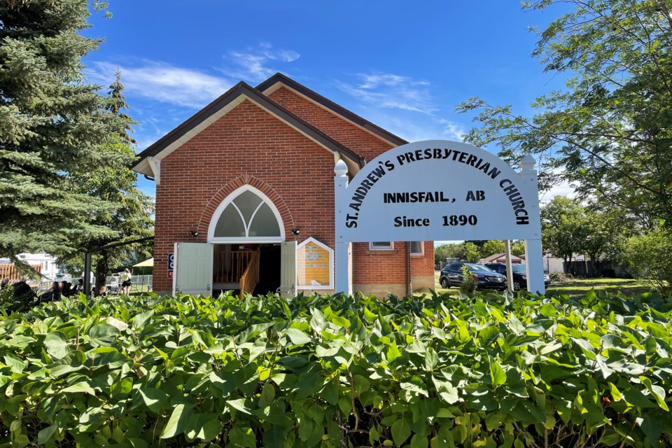 The St. Andrew's Presbyterian Church at 4716 - 50 Ave. looking east. This church was built 75 years ago following a fire that destroyed its second place of worship. Johnnie Bachusky/MVP Staff