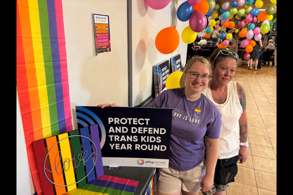 Innisfail Pride board members Talitha Watkinson (left) and Cindy Bee at Innisfail Pride 2024 on June 22 at the Innisfail Royal Canadian Legion Branch #104. Johnnie Bachusky/MVP Staff