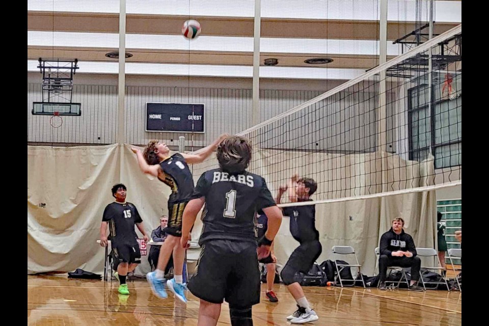 The senior boys volleyball team at Innisfail's St. Marguerite Bourgeoys Catholic School made school history this fall by earning its first ever perfect regular season and playoffs - 14 straight wins - to claim its second straight CENAA championship. Submitted photo