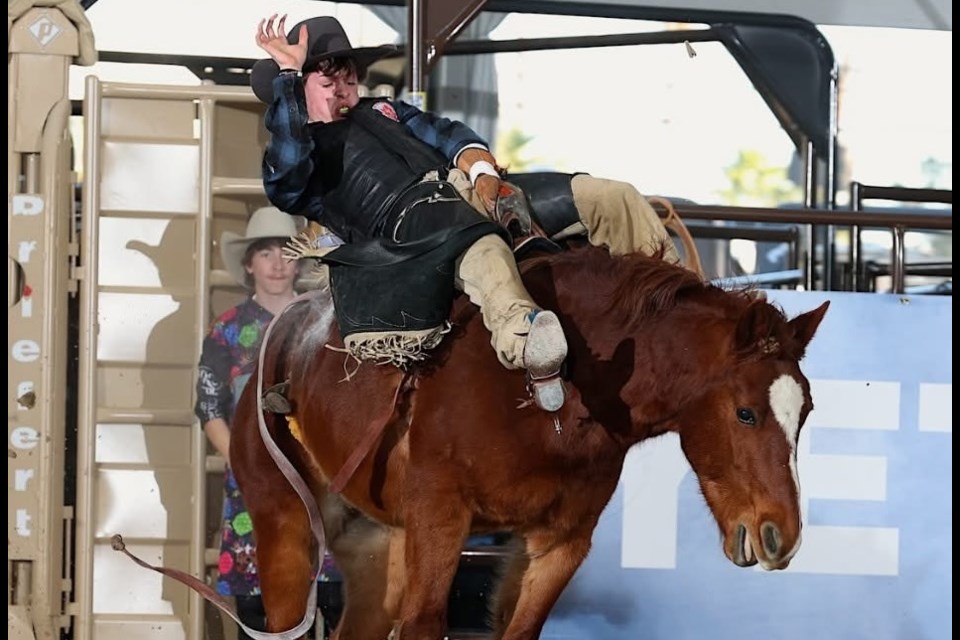 Koaltyn Ogilvie of the Sundre area competes in bareback during the National Finals Rodeo in Las Vegas.
Photo submitted