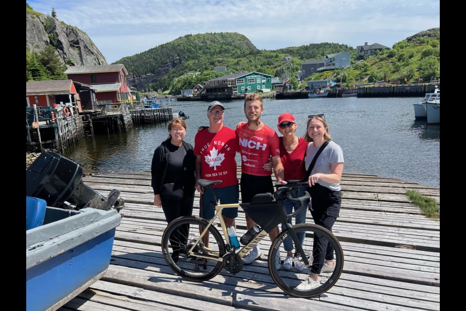 Former Olds resident Kevin Spicer poses with his family in Newfoundland after cycling across Canada.
Photo courtesy of Kevin Spicer