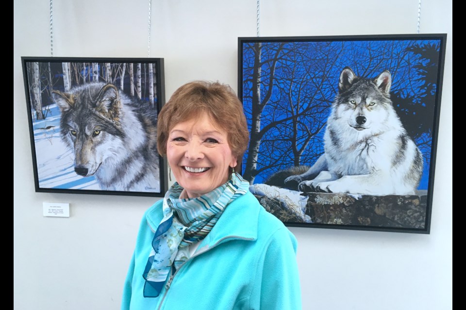 Sundre-area artist and retired art instructor Laara Cassells has a new exhibit on display at the Sundre Municipal Library called Animalis, which features wild and domesticated animals including wolves, foxes and horses. 
Simon Ducatel/MVP Staff