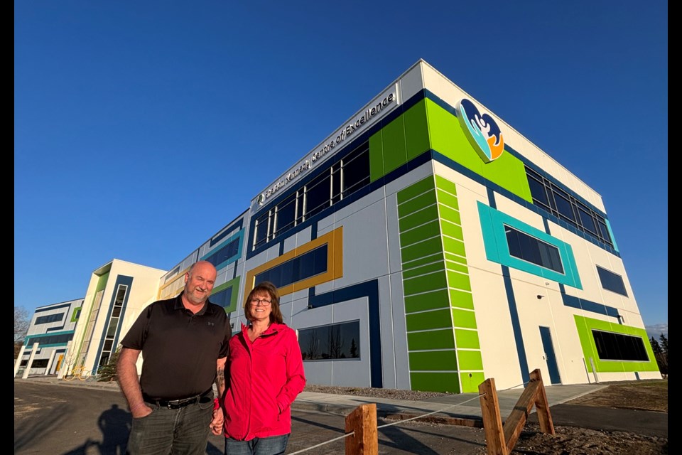 Rick and Cindy More, parents of the late Lindsey More, outside the new $29-million Sheldon Kennedy Centre of Excellence on May 3. The couple were an inspiring force behind the project. Johnnie Bachusky/MVP Staff