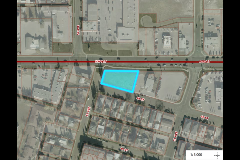 The location for the proposed office building is outlined in turquoise.
Screen shot