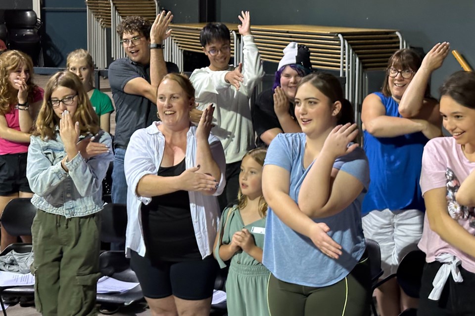 About 60 people participated on Aug. 25 in a musical workshop held at the Sundre Arts Centre by a local non-profit theatre group called B.S. Productions, whose directors hope upcoming auditions at the end of September will yield the ideal cast for their own musical rendition of Mary Poppins. Photo courtesy of B.S. Productions