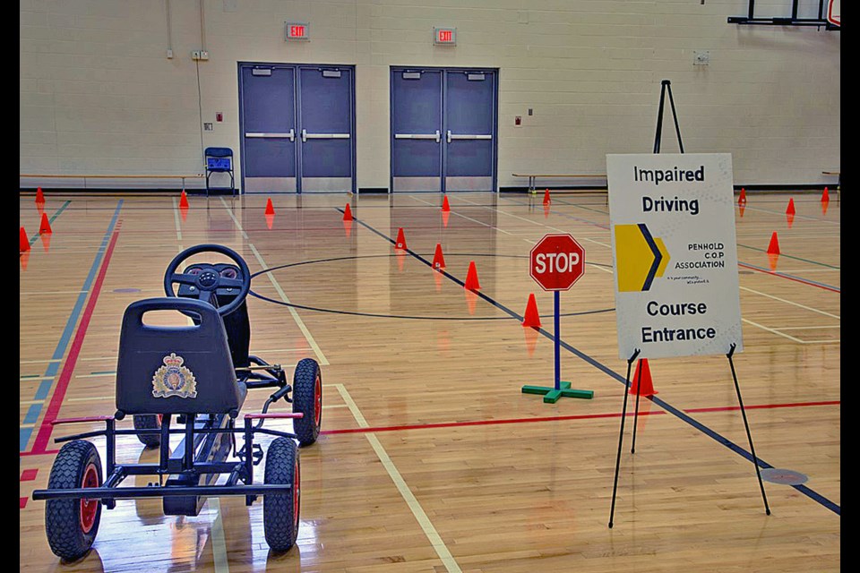 An impaired driving course is set up on Dec. 2 at Penhold Crossing Secondary School for the annual Anti-Impaired Driving presentation. RCMP photo