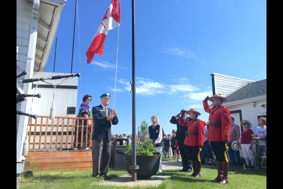 Sundre Mounties traditionally join members of the Royal Canadian Legion Sundre Branch #223 on Canada Day to partake in the official flag raising ceremony, which starts at 11 a.m. 
File photo/MVP Staff 