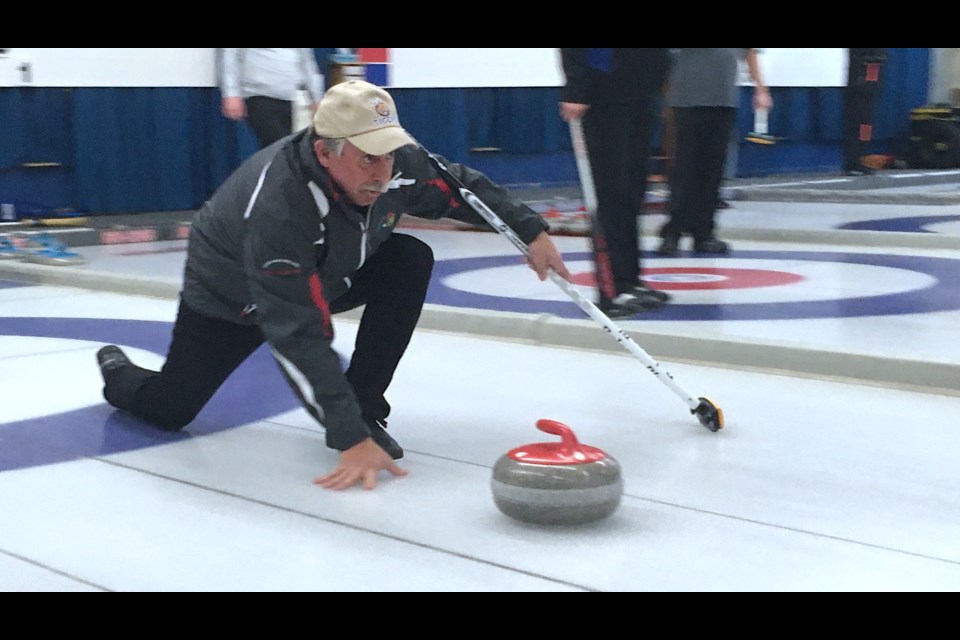 Longtime Sundre Curling Club member and skip Glen Smith did not pass up the opportunity to participate over the past weekend in the men’s bonspiel, which brought out nine teams to the rink in Sundre. 
Simon Ducatel/MVP Staff