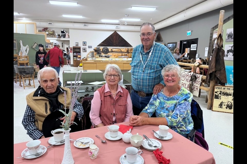 The Sundre & District Museum’s second annual Strawberry Tea, held on Friday, Aug. 18, was a celebration honouring almost 20 Sundre and area senior participants who got involved in the New Horizons for Seniors Oral History Project, a program funded by a federal government grant with the intention of documenting for posterity’s sake their wisdom gained through life experience. From left: Harold Webber, Yvonne Webber, Richard Ross and Shirley Ross.
Submitted photo