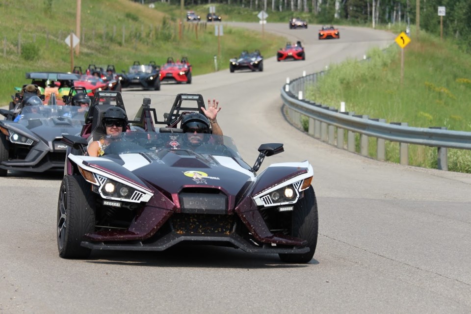 The 2024 edition of the annual Sundre Slingfest, which this year took place July 19-21, featured the traditional poker rally that on Saturday toured participants throughout the greater region. 
Photo courtesy of Izak Brackley