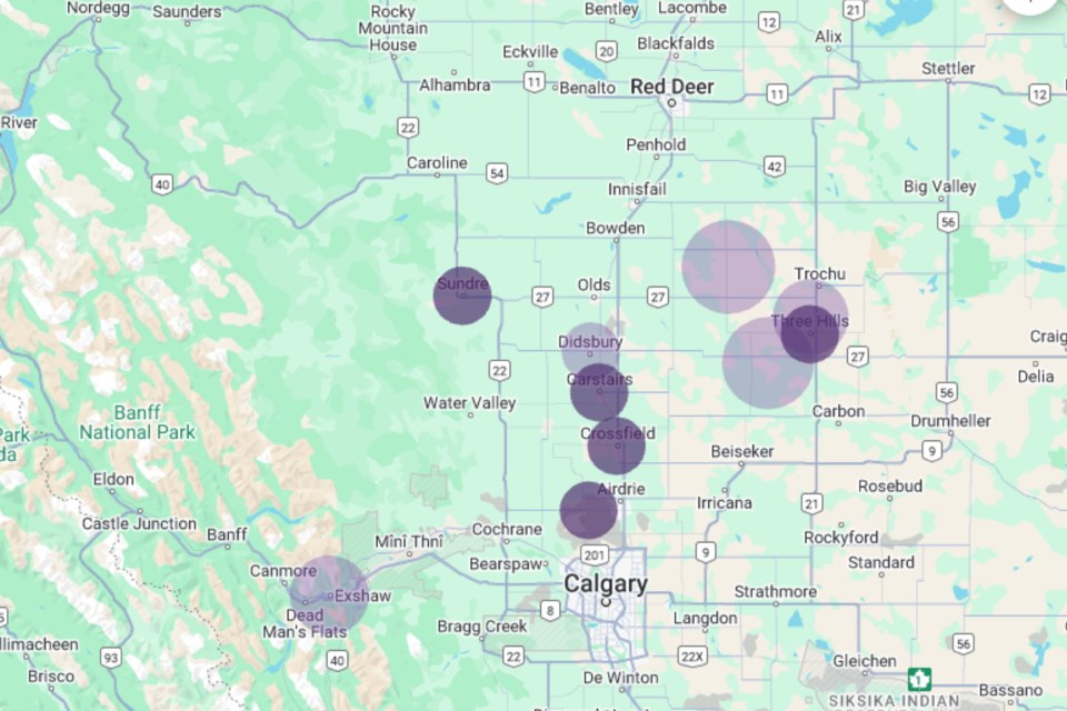 Some TELUS customers in Sundre and the surrounding area have experienced service issues since late this morning on Thursday, Dec. 19.
TELUS/Google Maps