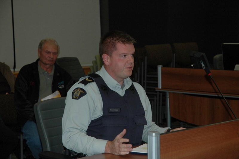 RCMP Cpl. Ryan Hodge speaks to councillors.