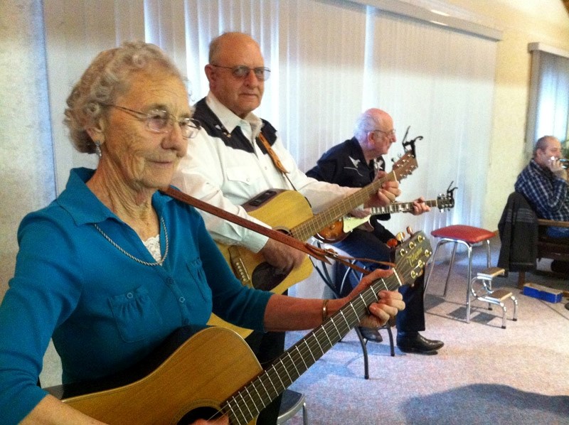 Guitarist joined other musicians during the jam.