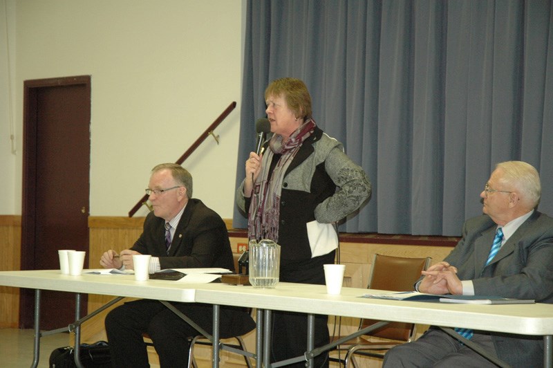 Three of the four Rocky-Rimbey-Sundre candidates answer questions during last week&#8217;s forum.